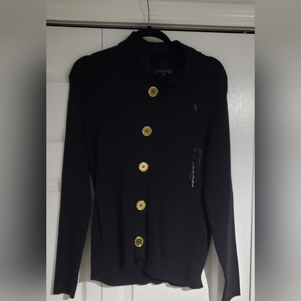 Pierri New York Black Button Sweater Size Large